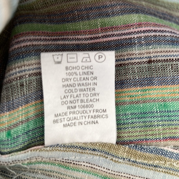 BOHO CHIC Women’s Multi Color Striped Collar Sleeveless Buttondown Front|Back S - Picture 8 of 12